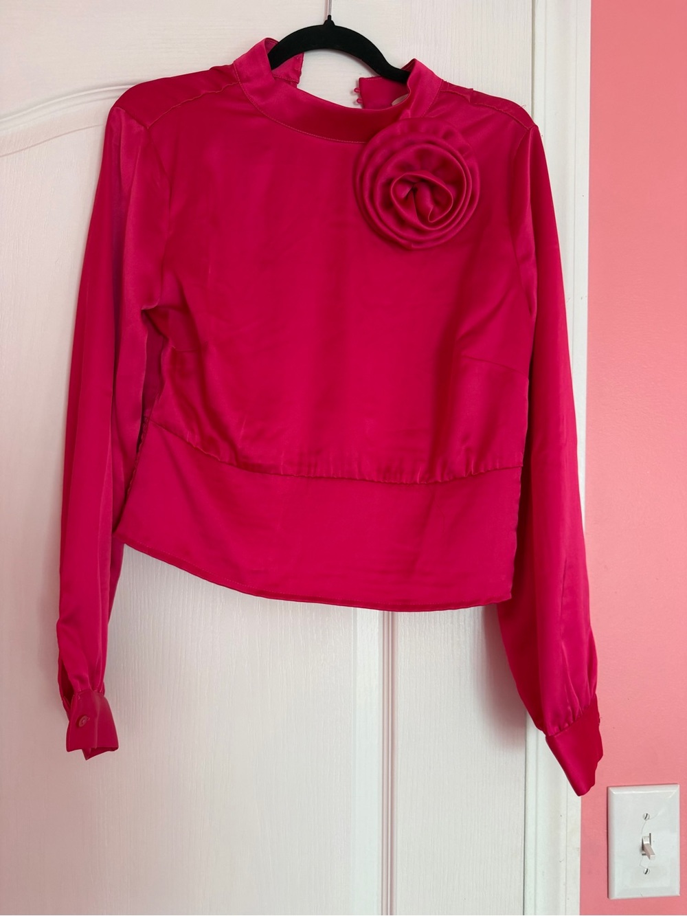 Cynthia Rowley Fuchsia Long-Sleeve Blouse with Rosette
